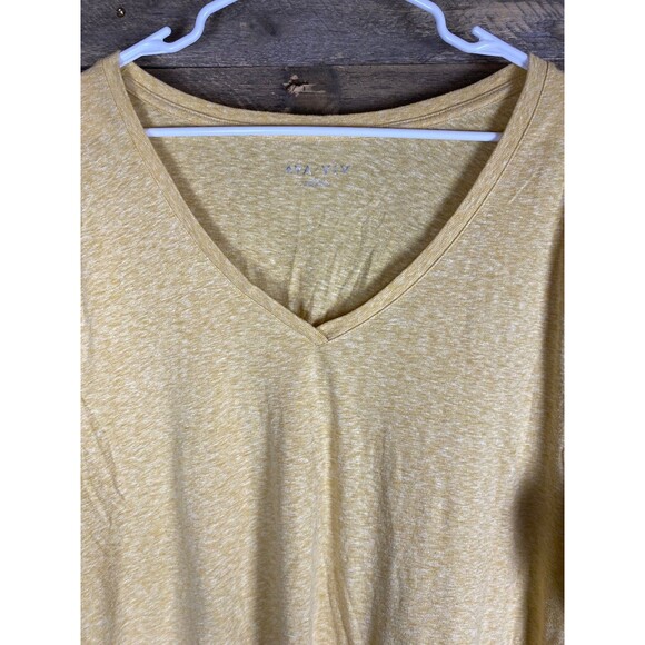 AVA & VIV Women's Yellow 3X V-Neck Short Sleeve Top Cotton Blend - Picture 3 of 10